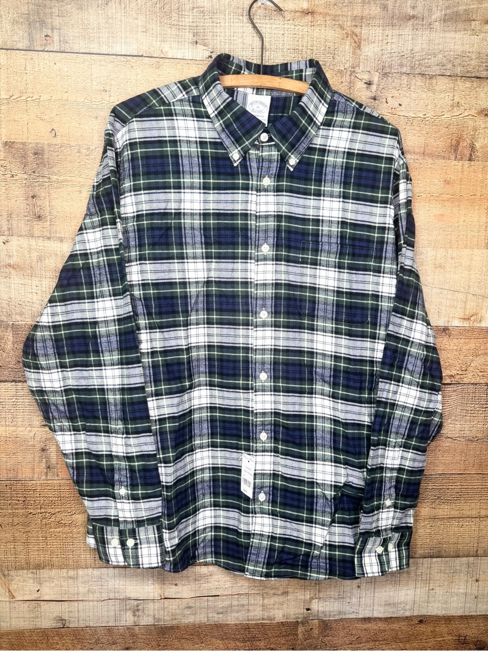 Brooks Brothers Regent Flannel Shirt Mens XL Blue Plaid Cotton Button Down NWT